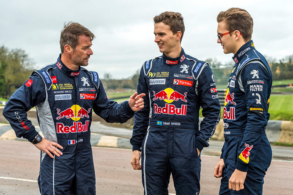 Photo Sébastien Loeb, Timmy Hansen et Kevin Hansen Peugeot 208