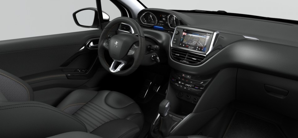 Intérieur mi-TEP maille 3D Ekmet noir/gris Peugeot 208 Allure et Féline (3 portes) 