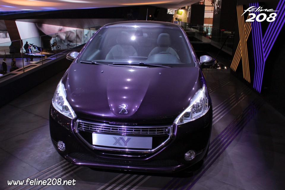 Vue de face Peugeot 208 XY 1.6 THP 155 Purple Night - Mondial de Paris 2012 - 8-002