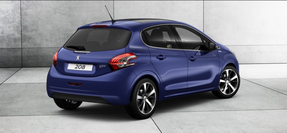 3/4 arrière Peugeot 208 Intuitive Bleu Virtuel France (2012) - 004