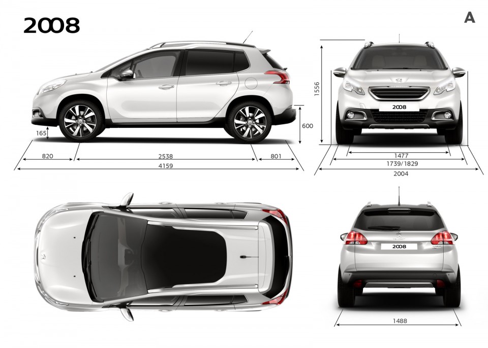 Dimensions extérieures Peugeot 2008 - Photo officielle - 2-077