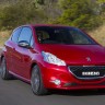 3/4 avant route Peugeot 208 GTi Rouge Rubi, version AU (RHD) - 1-005