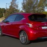 3/4 arrière route Peugeot 208 GTi Rouge Rubi, version AU (RHD) - 1-006