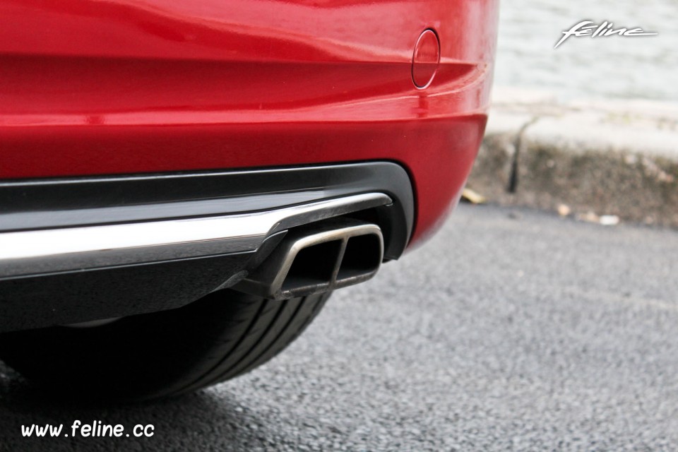 Photo double canule d'échappement Peugeot 208 GTi Rouge Rubi 1.