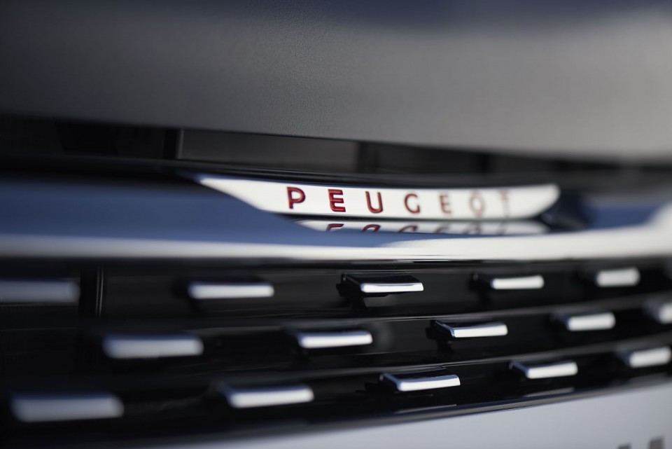 Photo sigle Peugeot 208 GTi restylée Ice Silver (2015)