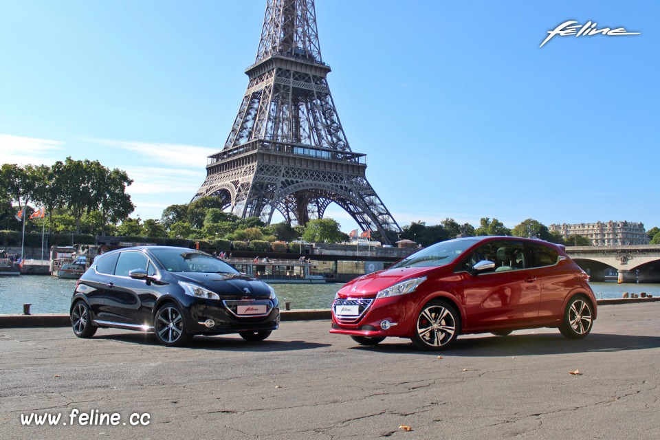 Photo Peugeot 208 GTi Rouge Rubi & 208 XY Dark Blue 1.6 THP 155