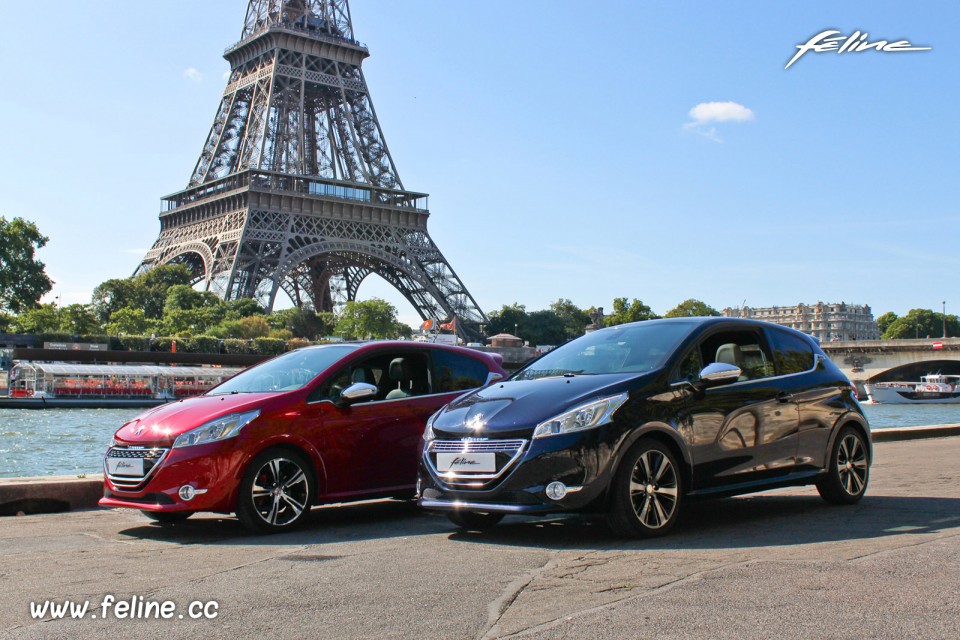 Photo Peugeot 208 GTi Rouge Rubi & 208 XY Dark Blue 1.6 THP 155